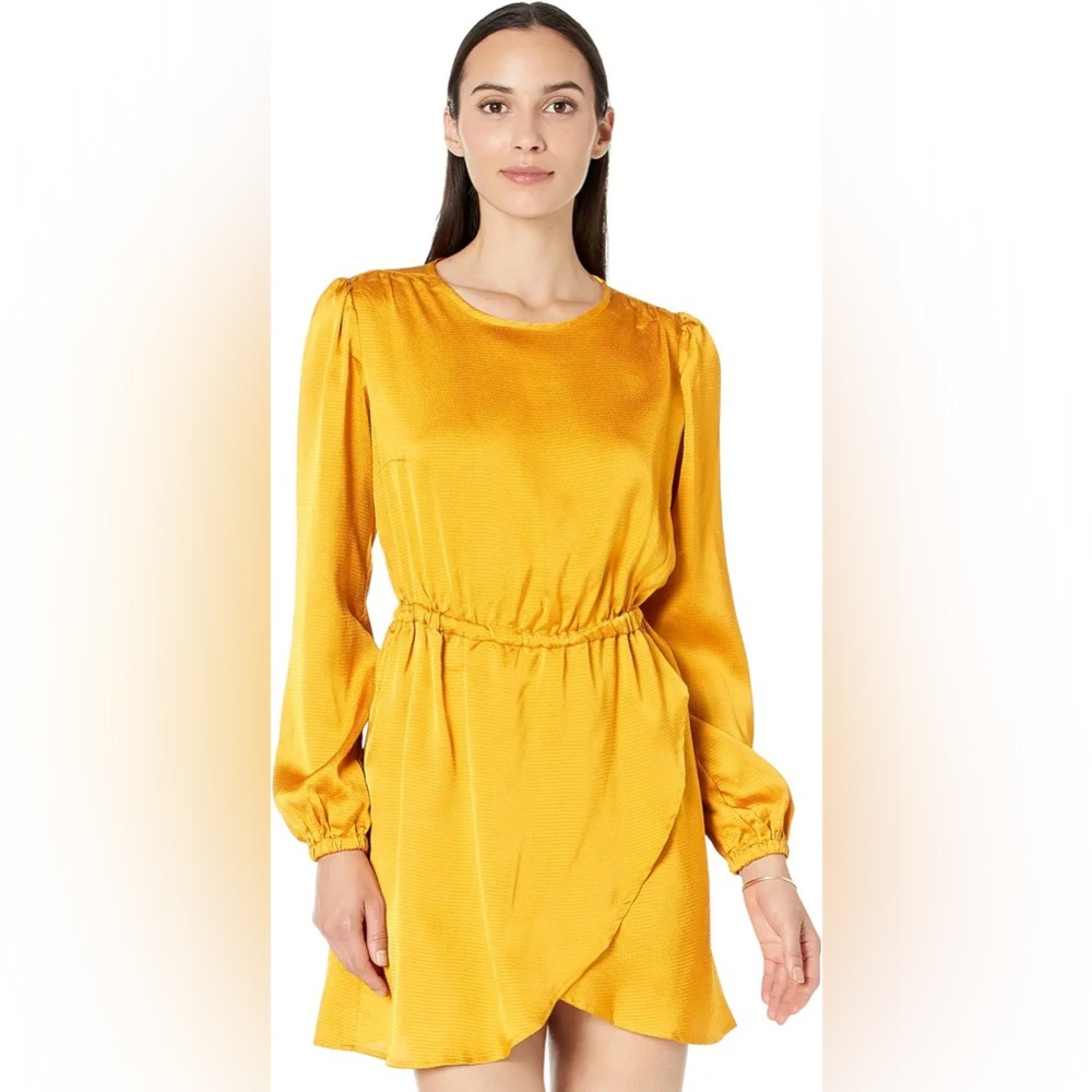 Michael Kors Satin Long Sleeve Flounce Dress Size S